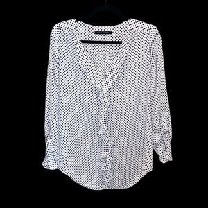Pretty Black & White Polka Dot Blouse, Large - Zac & Rachel